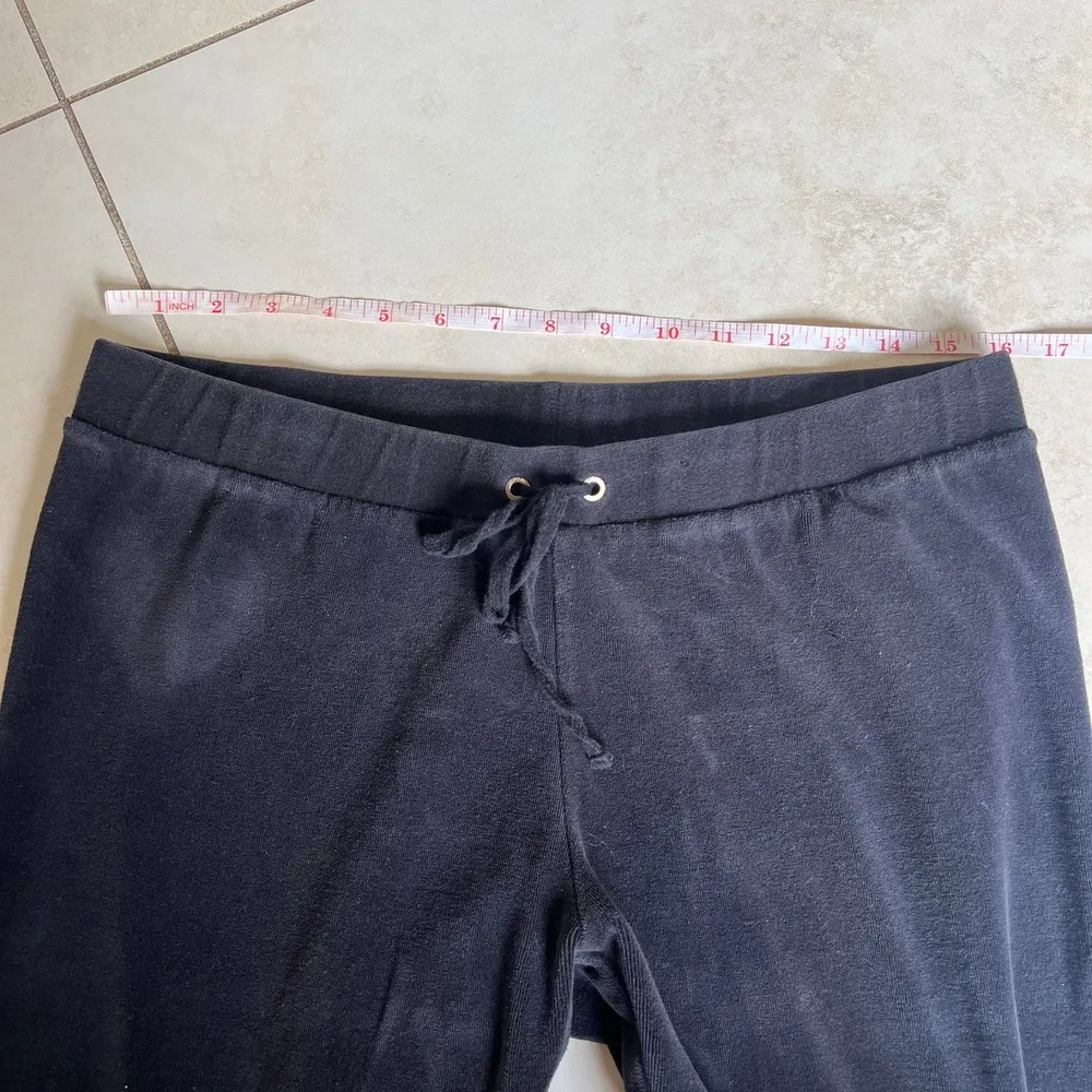 Y2K Black Velour Jogger Track Pants Size L - Image 6