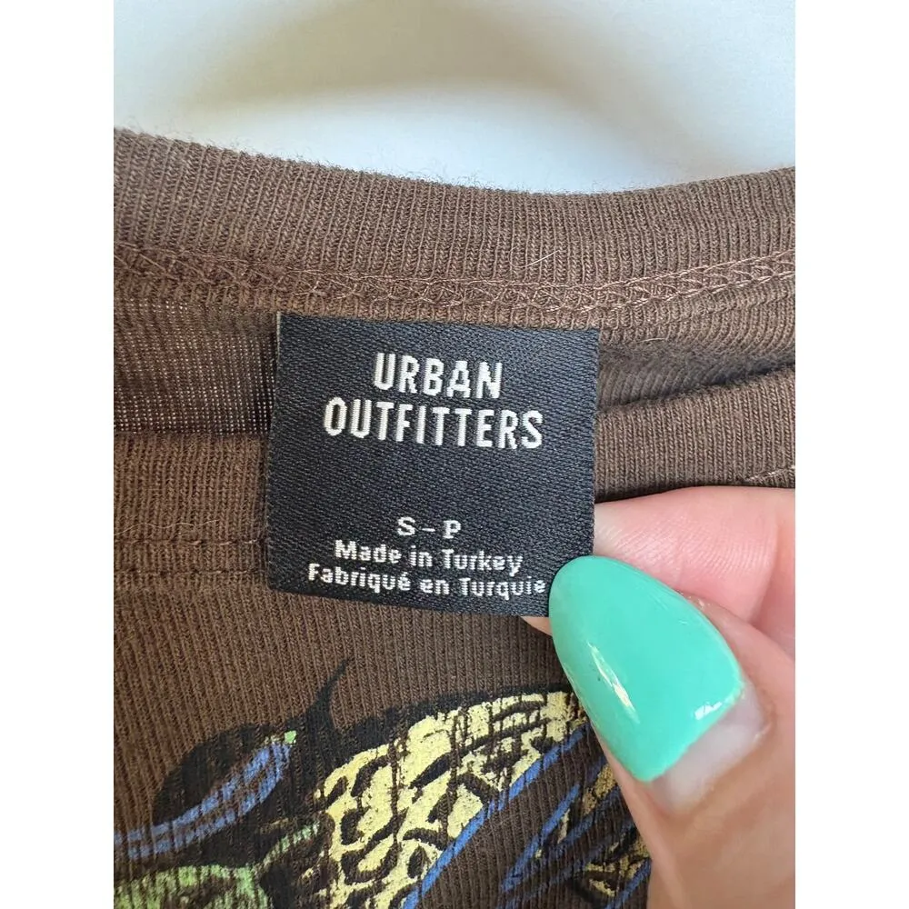 Urban Outfitters Fallen Angel Tattoo Brown Graphic Baby Tee Floral Snake Small - Image 5