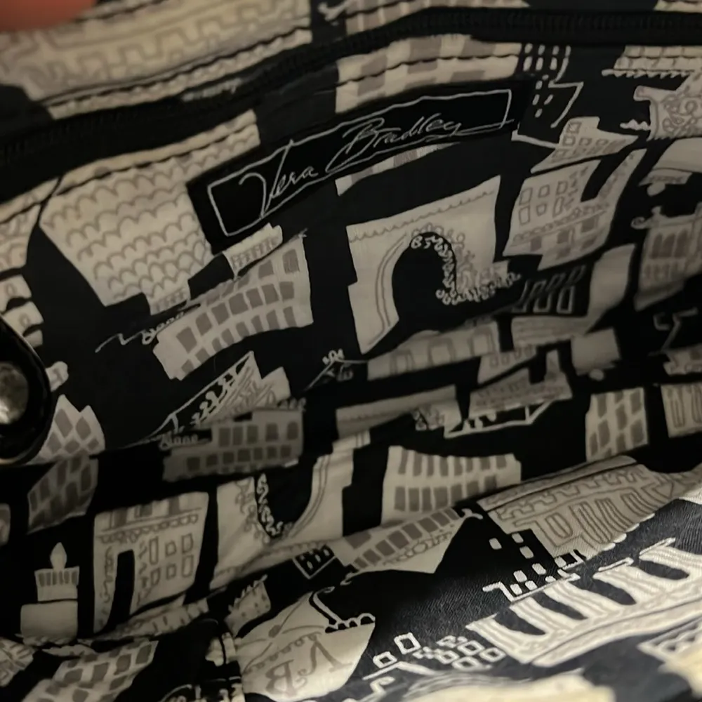 Vera Bradley Quilted Clutch Black Patent Leather Purse with Silver Tone Accents - Image 7