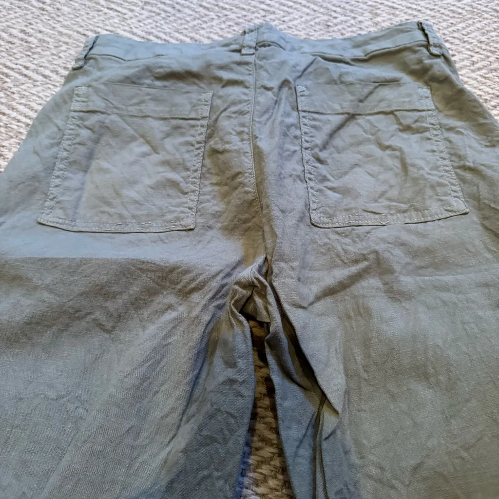 Frank & Eileen Jameson Sage Green Italian Performance Linen Pants | Size 6 - Image 6