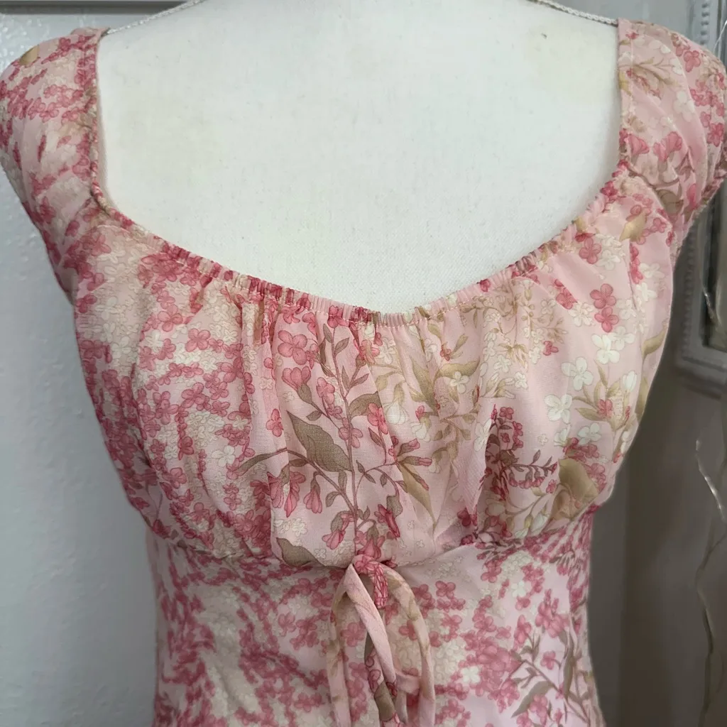 Y2k La belle pink floral babydoll dress size 5 - Image 3