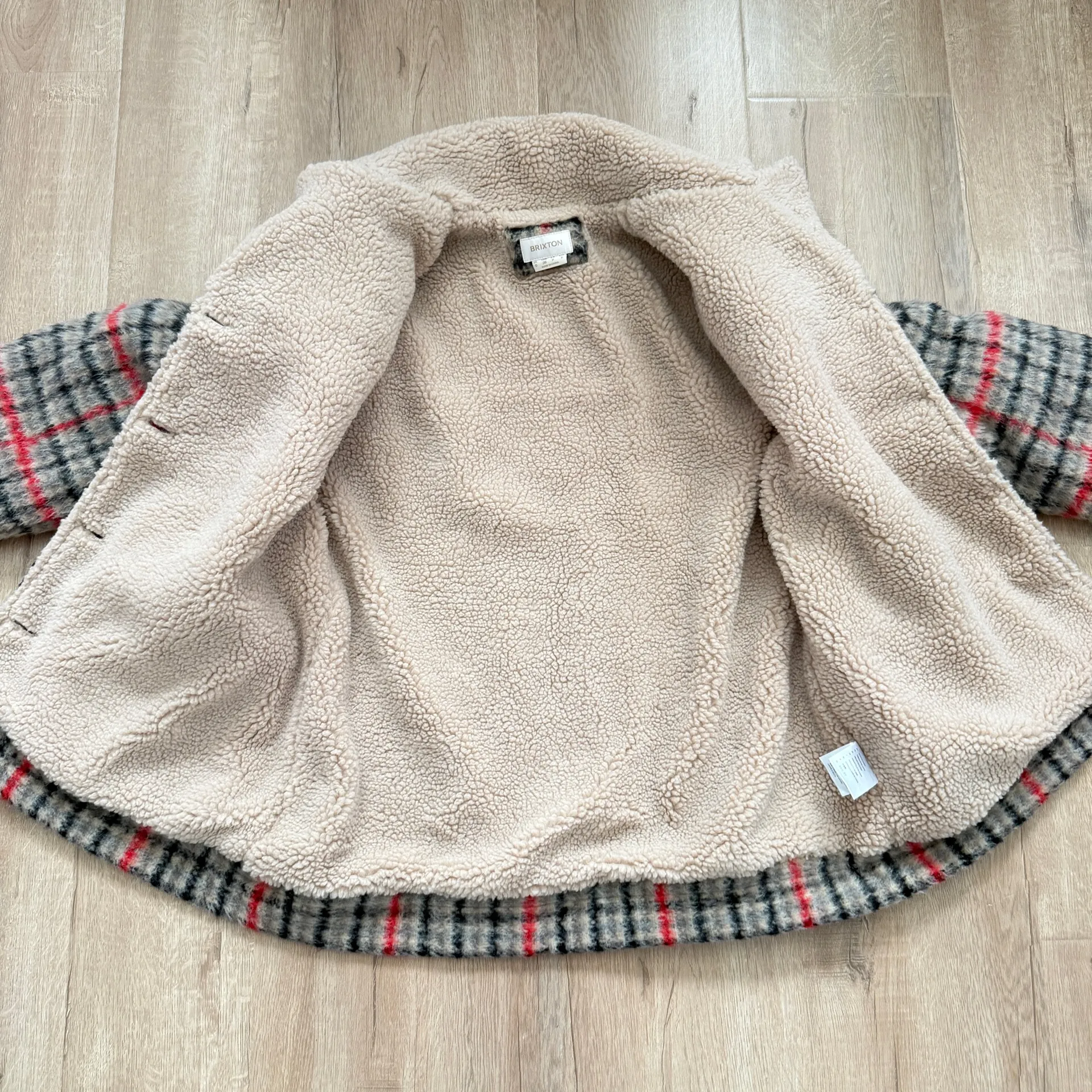 Brixton Women’s Nouvelle Houndstooth Plaid Sherpa Lined Peacoat Jacket Coat Sz S - Image 2