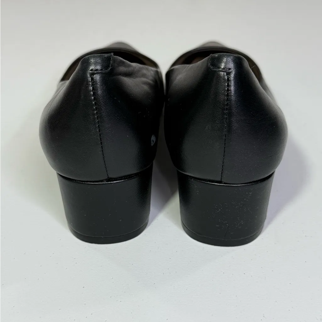 ALFANI Women's "Cashh" Pointed Toe Leather Block Heel Pumps Black - Image 4