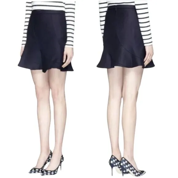 J.Crew Flutter Ruffle Mini Skirt Women's Size 2 Navy Career Classic Preppy Chic - Image 2