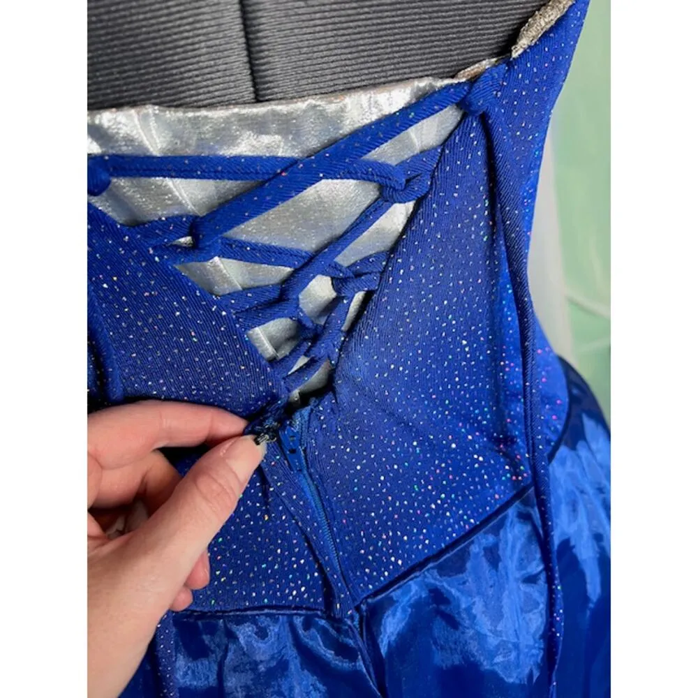 ballgown formal dress strapless princess blue tulle Vintage 1990s Size 10 - Image 9