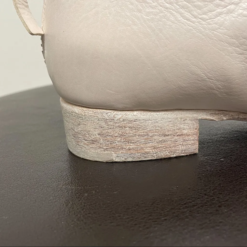 Alberto Fermani Off White Zip Up Bellina Ankle Pointed Toe Booties 38.5 Leather Size 7.5 - Image 5