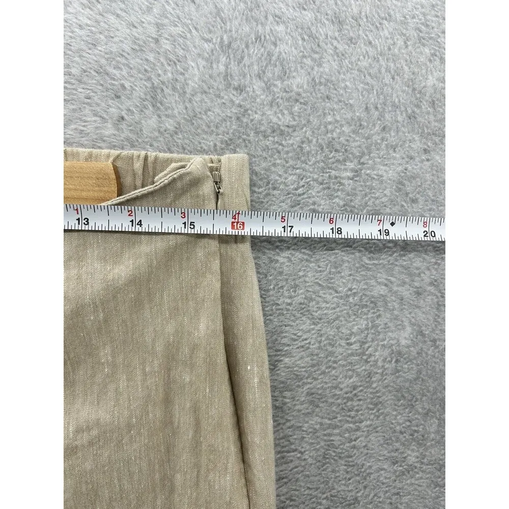 J.Jill Women's Pants Linen Solid Beige Medium Ankle Buttons Flat Front Side Zip - Image 9