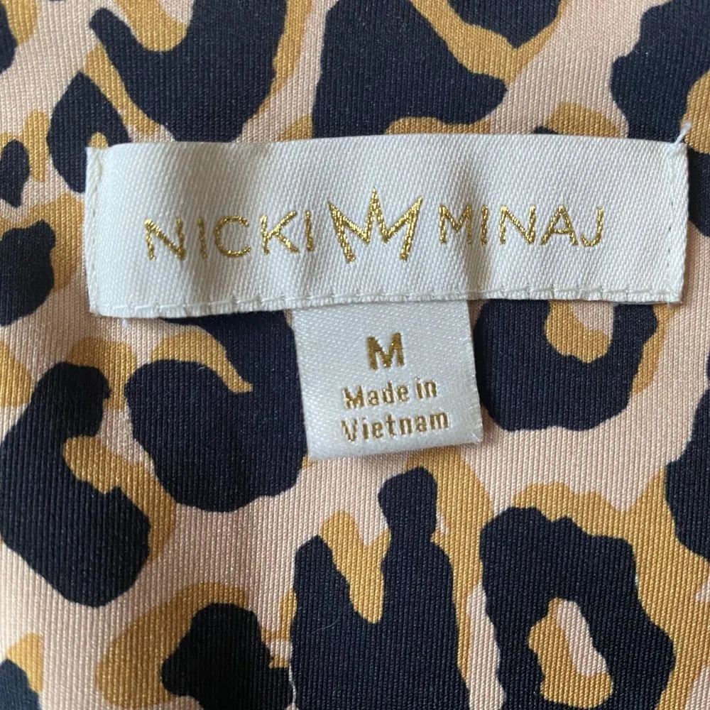 Nicki Minaj leopard print and black stretchy leggings pants women's size medium - Image 9