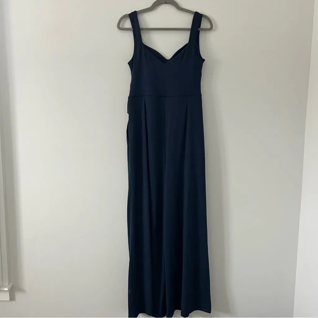 Halara U Back Sleeveless Casual Wide Leg Jumpsuit Dark Sapphire Blue NWT L - Image 3