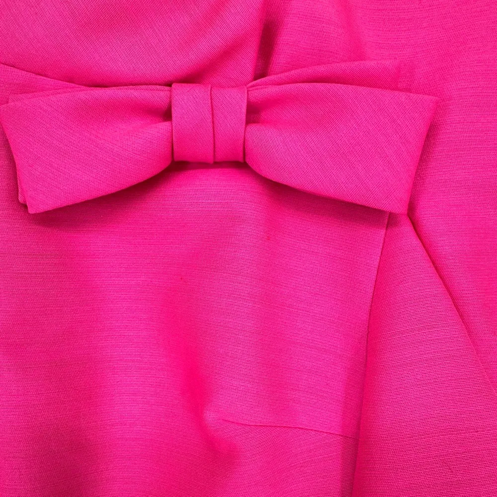 60’s Vintage Hot Pink Party Dress Cap Sleeve Bow Detail Cocktail Retro Size 8 - Image 9