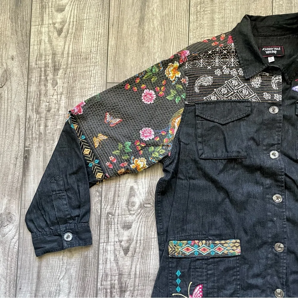 Johnny Was Workshop embroidered shacket with butterflies [H3R] - Image 5