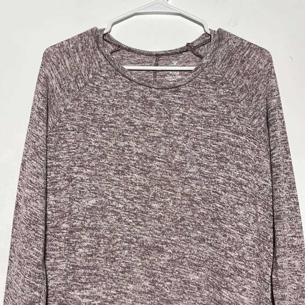 American Eagle Soft & Sexy Plush Marled Purple High Low Long Sleeve Tee Size S - Image 2
