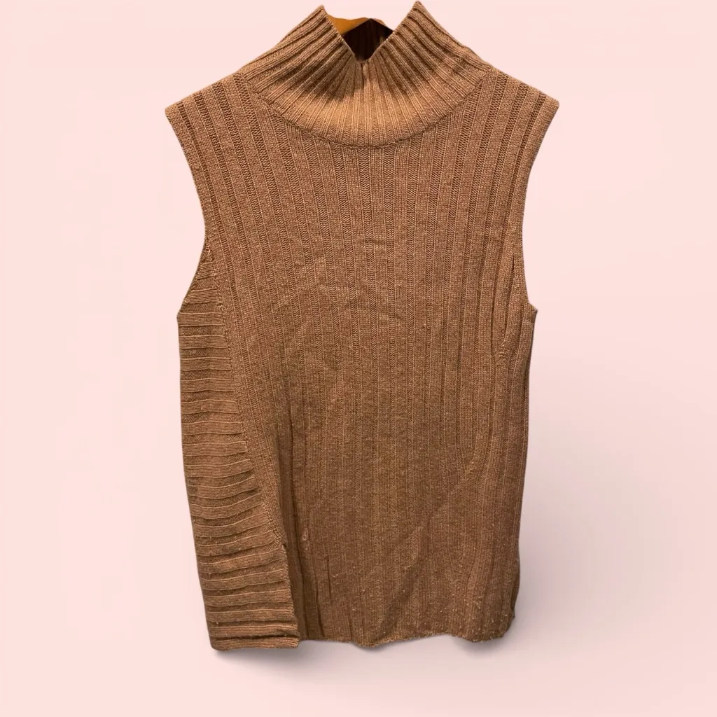 Cute Vince pink blush cashmere blend asymmetrical weave sleeveless sweater soft - Image 2