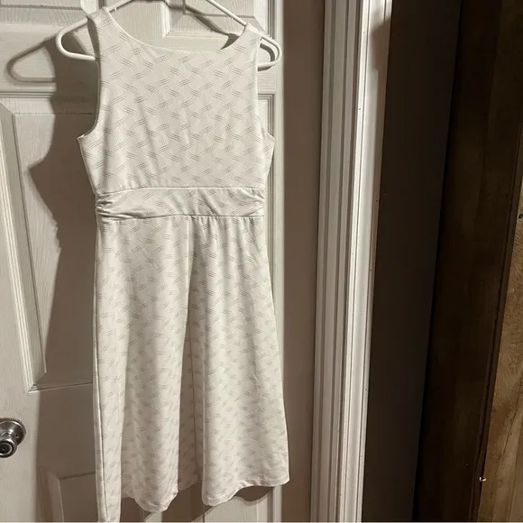 Eddie Bauer Size Small Travex White‎ Grey A-Line Midi Crossover Dress Tenniscore - Image 2