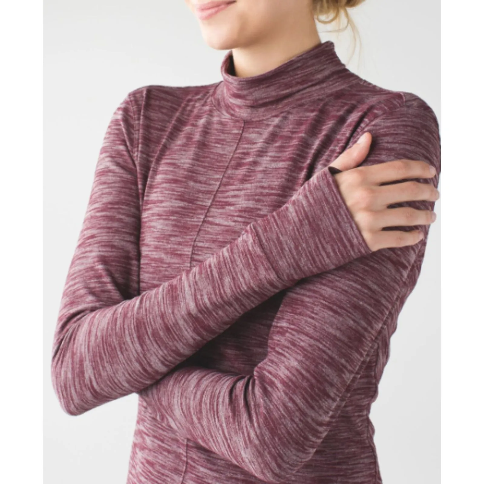 Lululemon & go Take-Off Long Sleeve Heathered Bordeaux Drama Top Sz 4 - Image 11