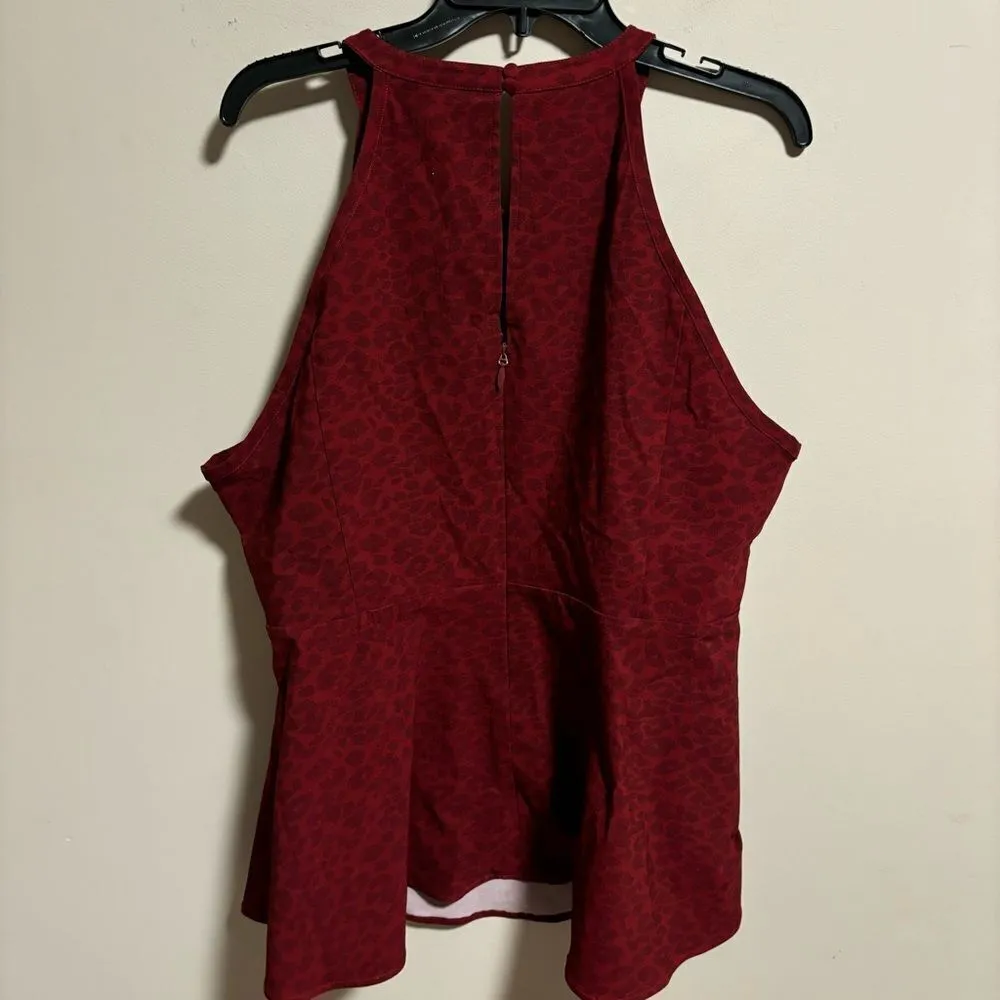 NWT Torrid Leopard Bengaline High Neck Cage Front Peplum Top-  Size 3X (22-24) - Image 3
