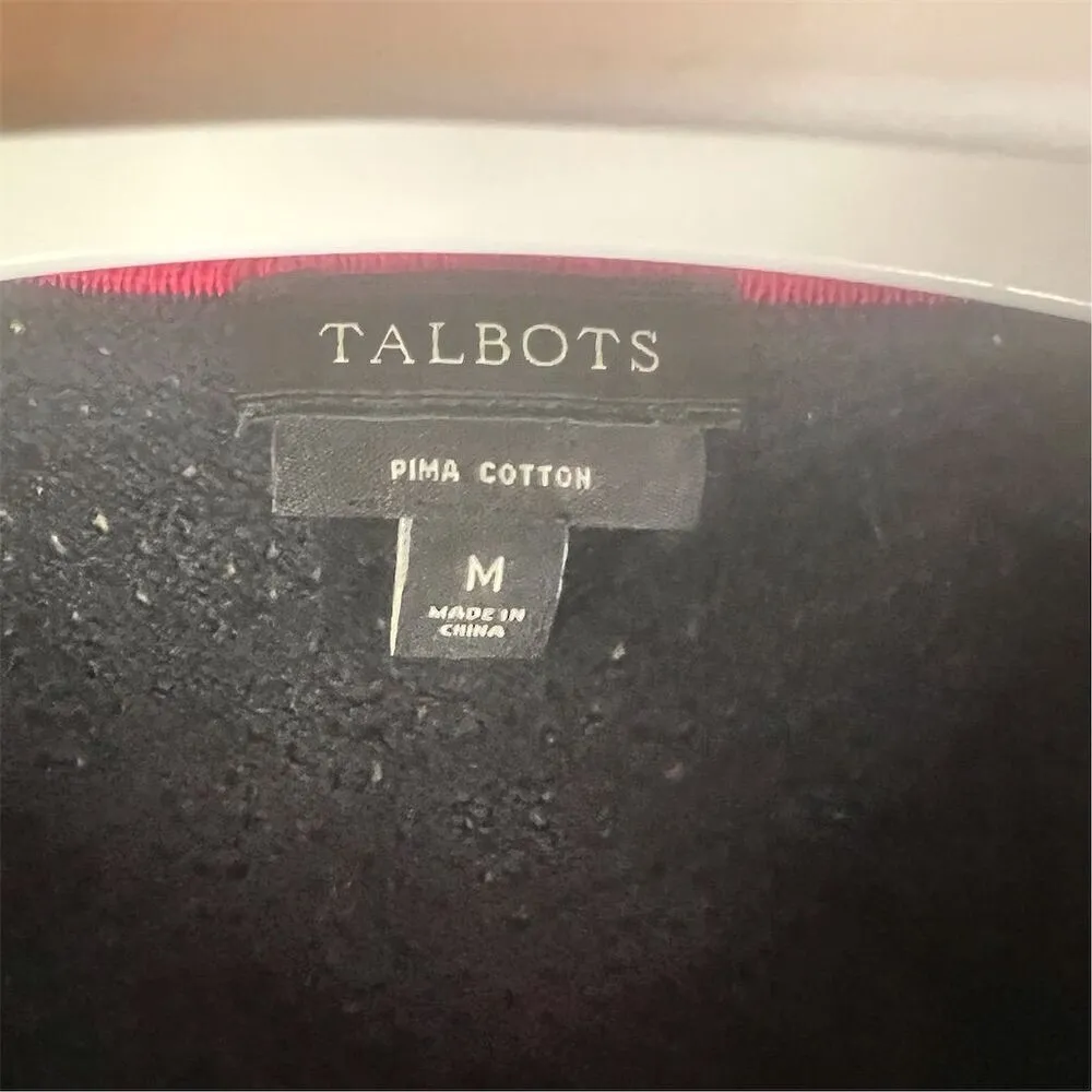 Talbots Womens Classic Cardigan Sweater Black Medium 3/4 Sleeve Button-Up Staple - Image 2