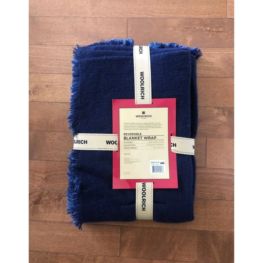 NWT Woolrich reversible blanket wrap, shawl cardigan in shades of blue one size - Image 5