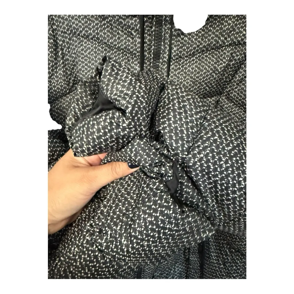 Guess LA Women’s Puffer Coat Jacket Hooded Black White Tweed Print Size XXL - Image 5