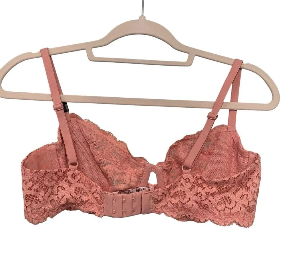 NWT, Victoria's Secret Body By Victoria Peach Pink Unlined Lace Demi Bra, Sz 36C - Image 4
