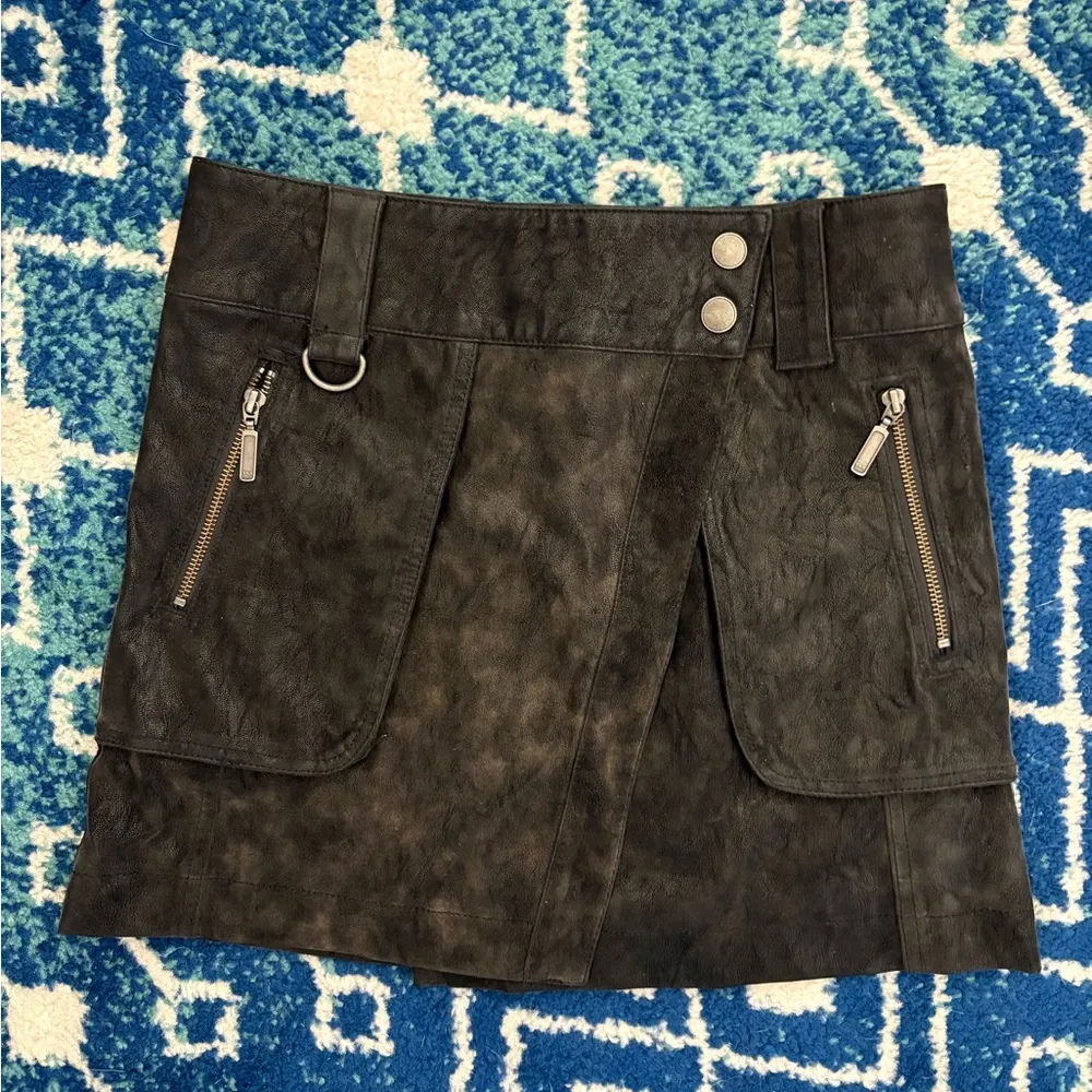Free People Faux Leather Skirt with Zipper Details - Image 8