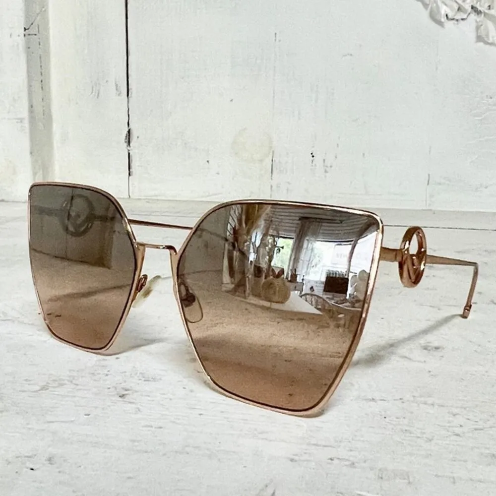 NEW Fendi FF 0323/S 733G4 Rose Gold Gradient Brown Lens Butterfly Sunglasses - Image 4