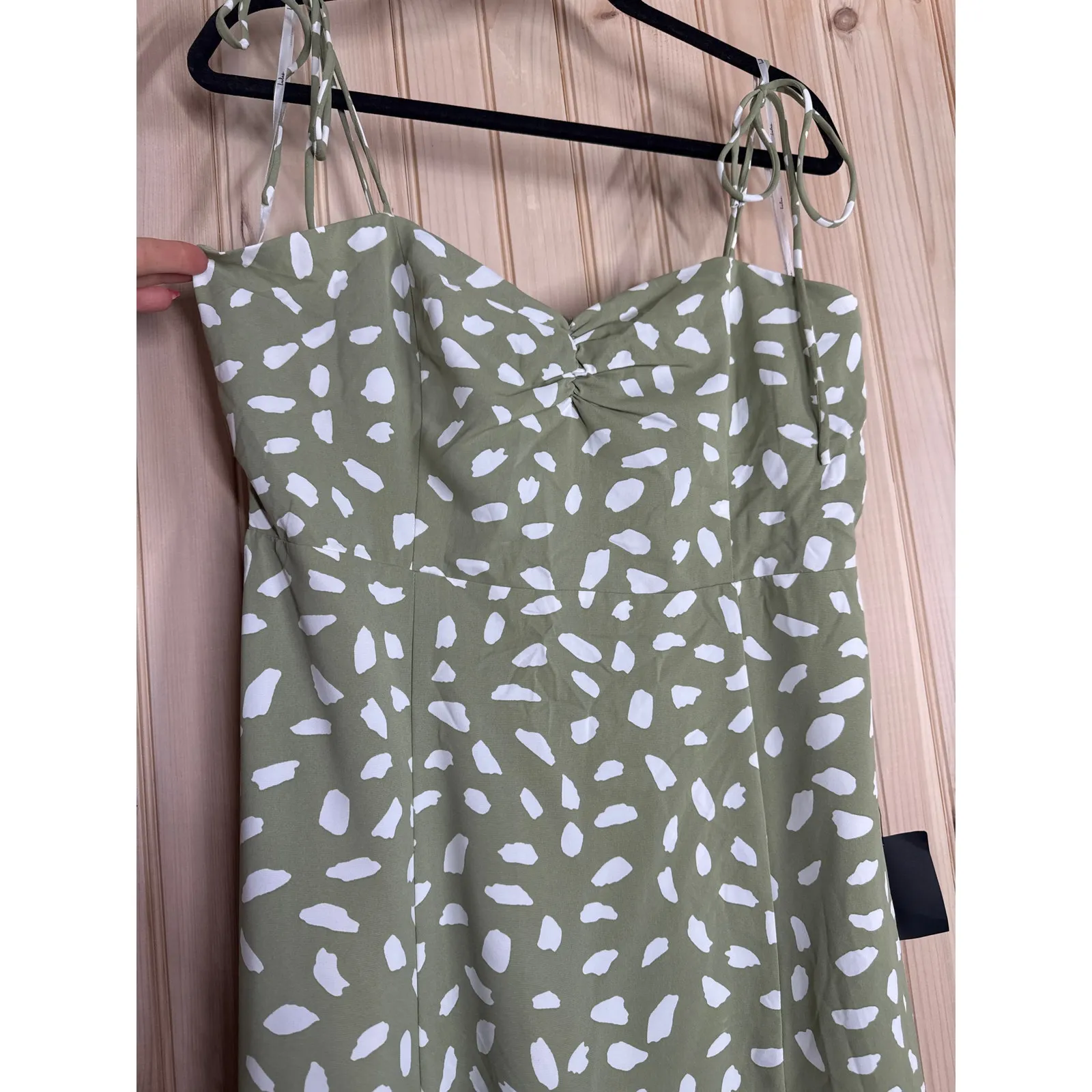NWT Lulus Party in Paris Sage Green Print Tie-Strap Midi Dress Bohemian Size XL - Image 5
