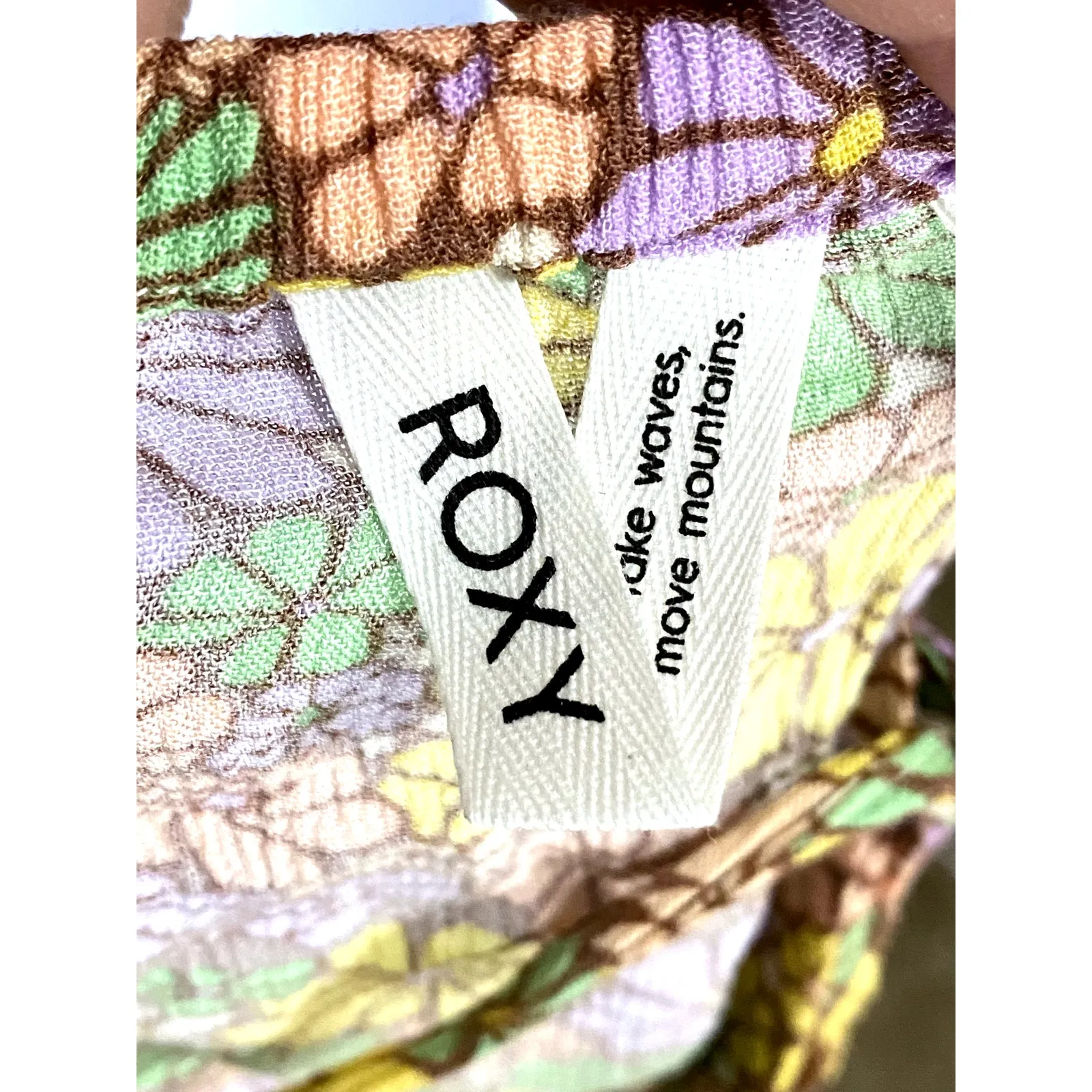 Roxy Floral Crinkle Dress L Hippie Retro Boho Strappy Tie Open Back Feminine Y2K - Image 5