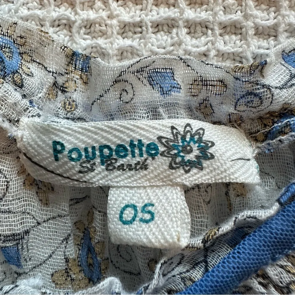 Poupette St Barth Womens floral top blouse flowy tunic white blue gauzy shirt OS Size undefined - Image 3