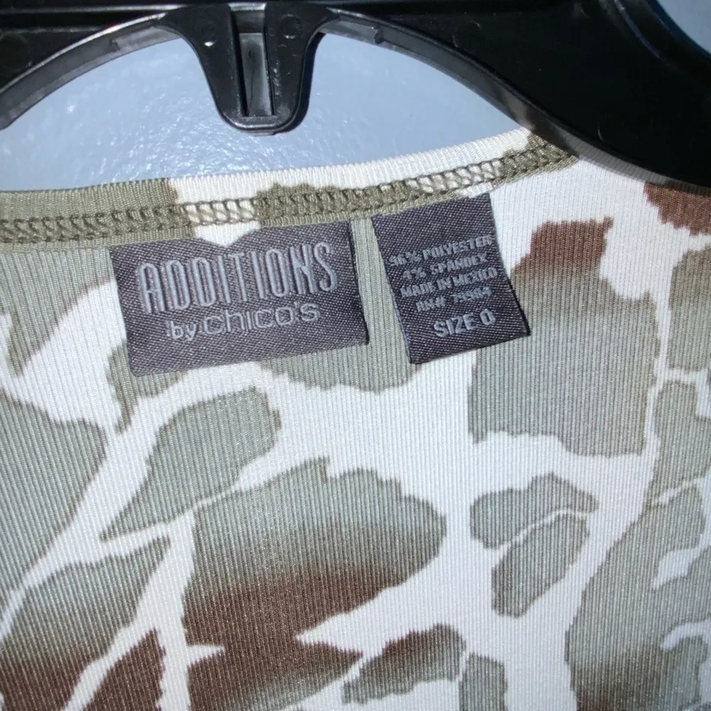 Additions Chico’s Green Giraffe Print 2pc Stretch Knit Open Cardigan Tank Set XS - Image 11