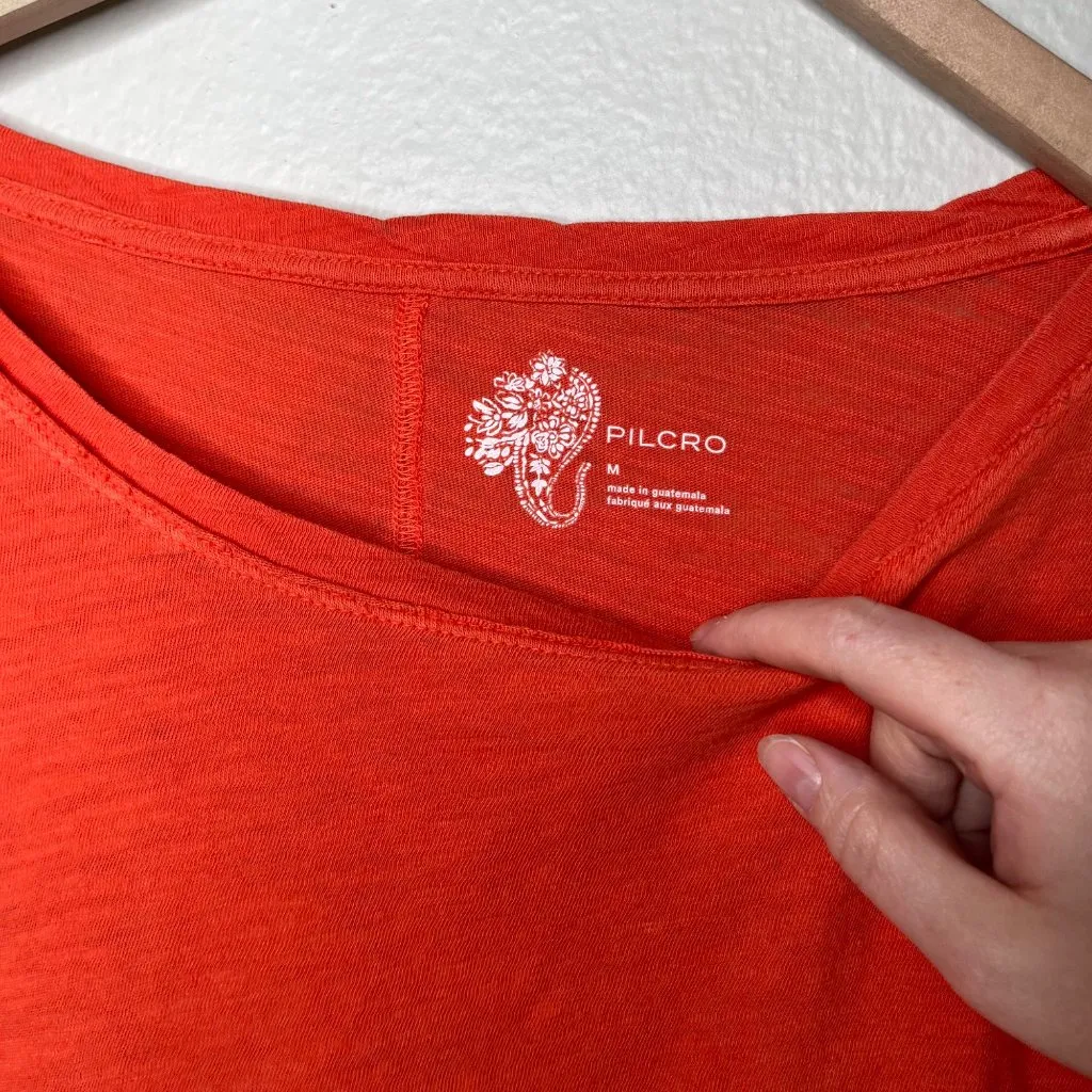 Pilcro Anthropologie Womens Ruffle Sleeve Orange Cotton Tunic Top Size M - Image 3