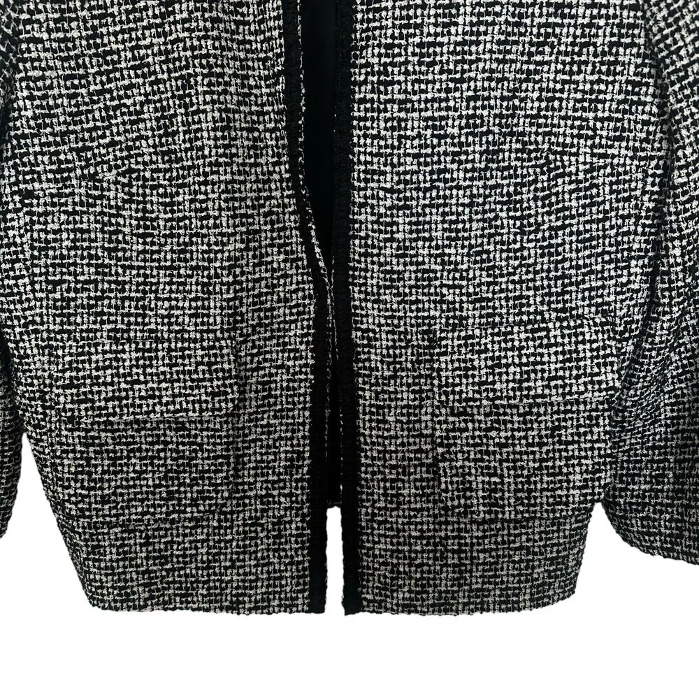 NEW Express $128 White Black Tweed Jacket Blazer Cropped 3/4 Sleeve Women’s 10 - Image 7