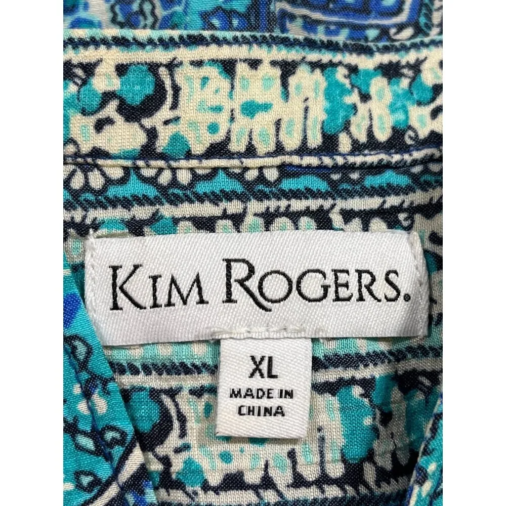 Kim Rogers SKU 7729 Womens Blue and Green Paisley Blouse Size XL - Image 9