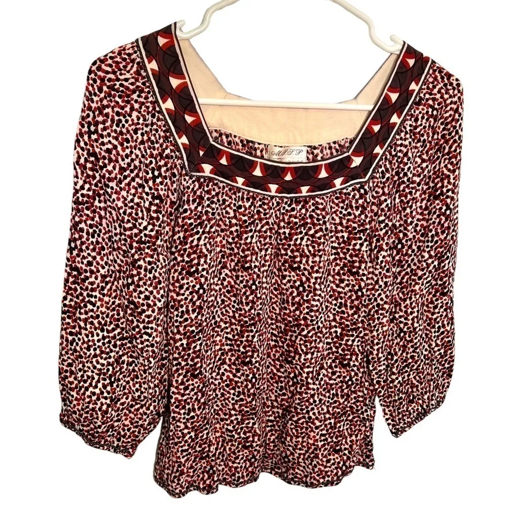 Max Studio M.S.S.P. Square Neck Blouse Multi Dots - Image 2