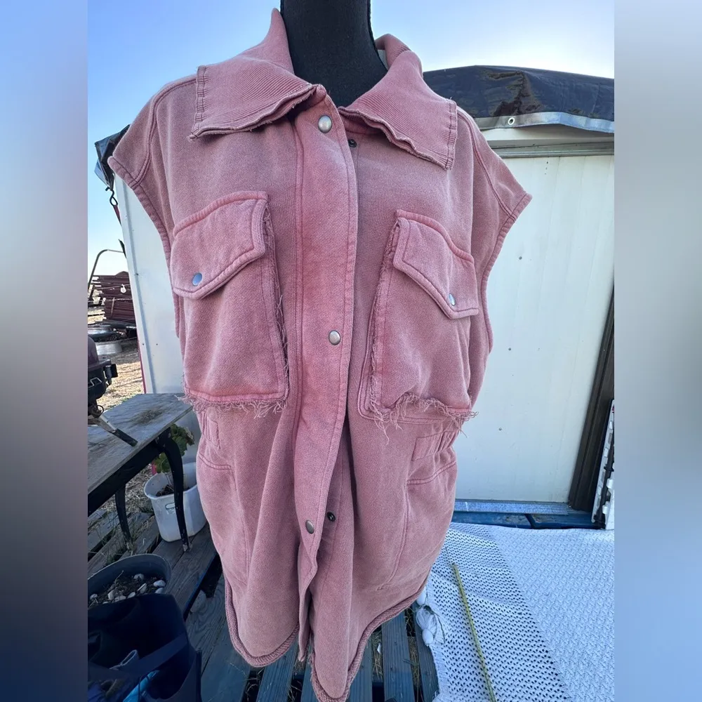 NEW FREE PEOPLE MAUVE/CINNARER Sleeveless Button-Up UTILITY Vest  size 2/28 - Image 3