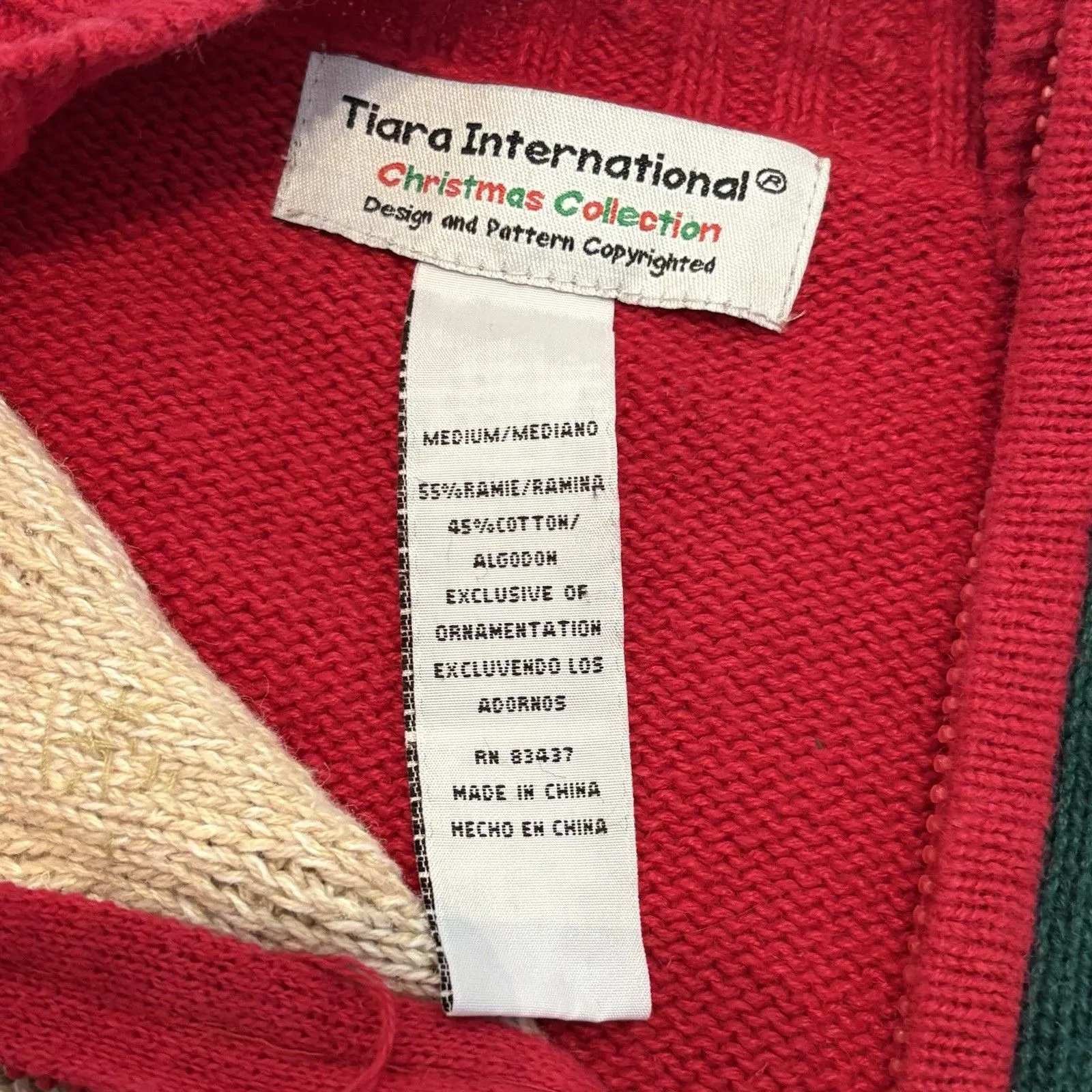 Tiara International Women's Santa Full Zip Cardigan Sweater Medium Red - Image 4