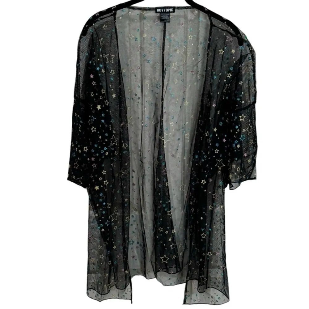 NWOT Hot Topic Glitter Star Sheer Kimono Gothic Halloween Size XL - Image 3