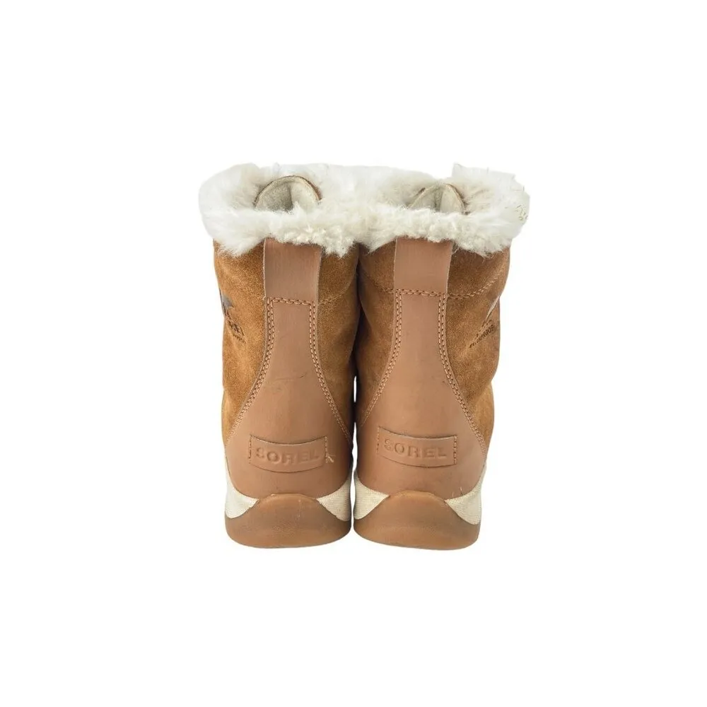 *SOREL Brown Suede Leather Mid Calf Boots Womens Size 6 Faux Fur Lined Winter - Image 7