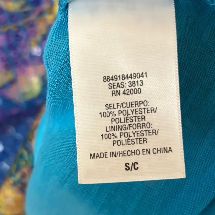 Bongo Blue Sequin‎ Front Floral Top Size Small - Image 9