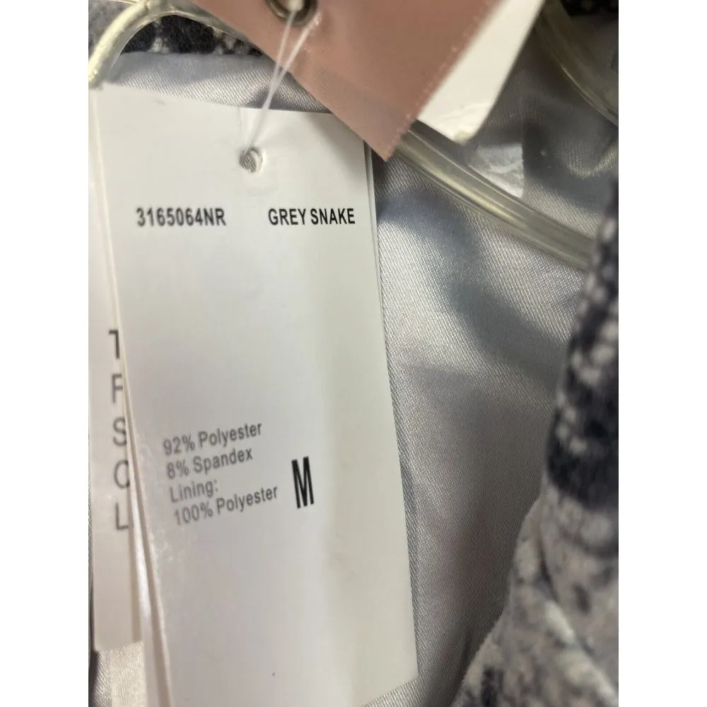 New Philosophy Grey Snake Faux Leather Moto Jacket Womens M Animal Print Coat - Image 7