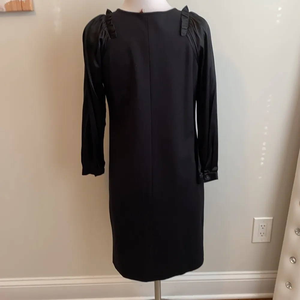 MaxMara Studio Black Ponte Silk Sleeve Shift Dress - Image 2