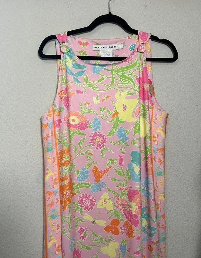 Gretchen Scott Jersey Slick Maxi Dress Birds & The Bees Bloomcore Floral Large Pink - Image 8