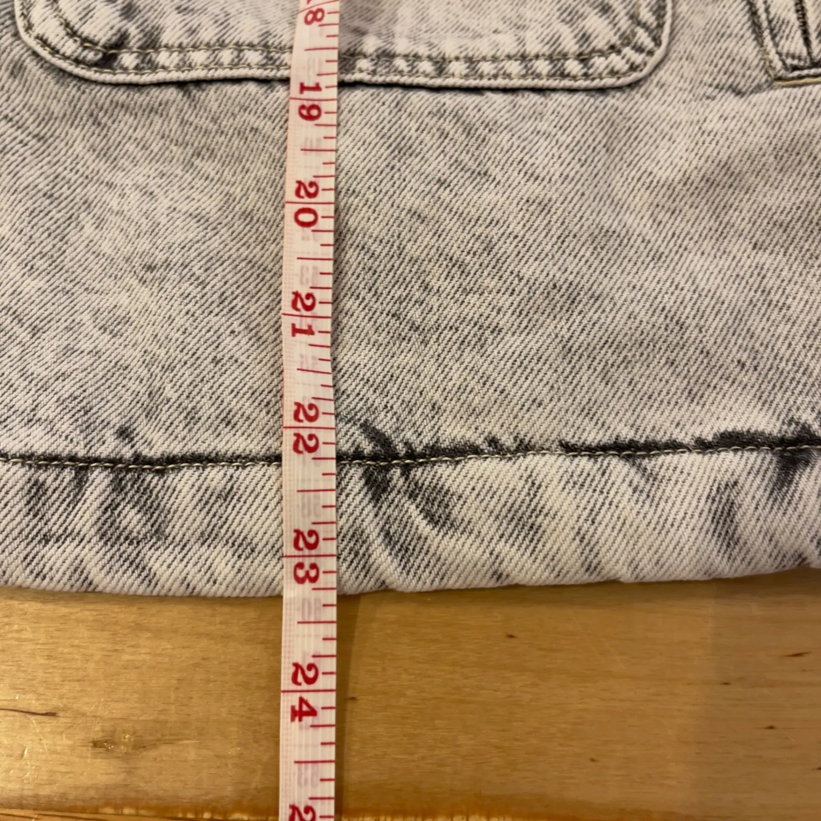 Bershka Acid Wash Gray Cropped Denim Jacket Oversized Trucker Style Large - Image 8