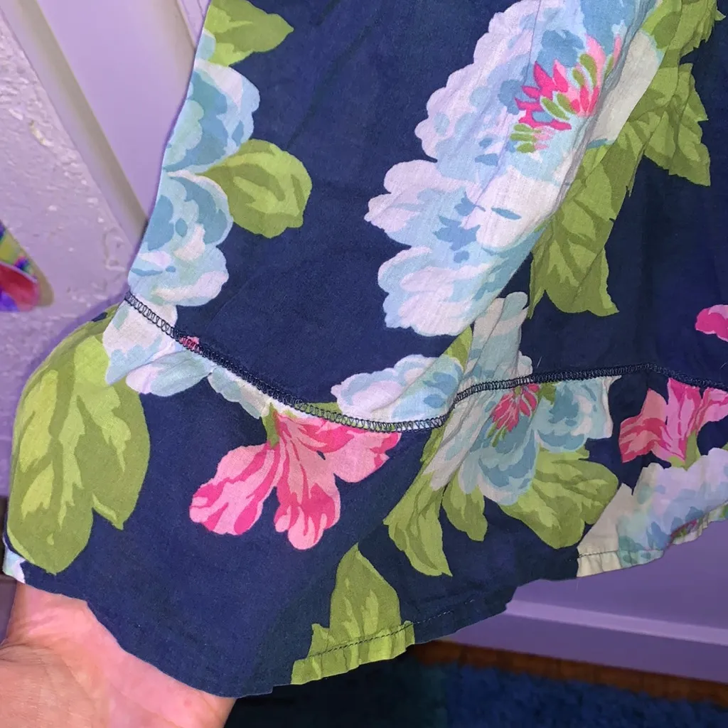 Hollister Navy Blue, Pink & Green Floral SoCal Stretch Summer Dress - Image 7