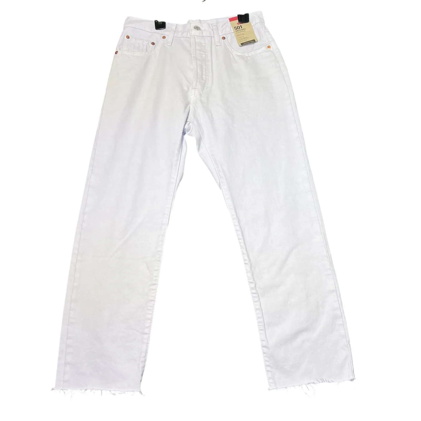 Levis 501 Jeans Womens 28x26 Light Pink Straight Leg Raw Hem Denim Casual New Size 28 - Image 2