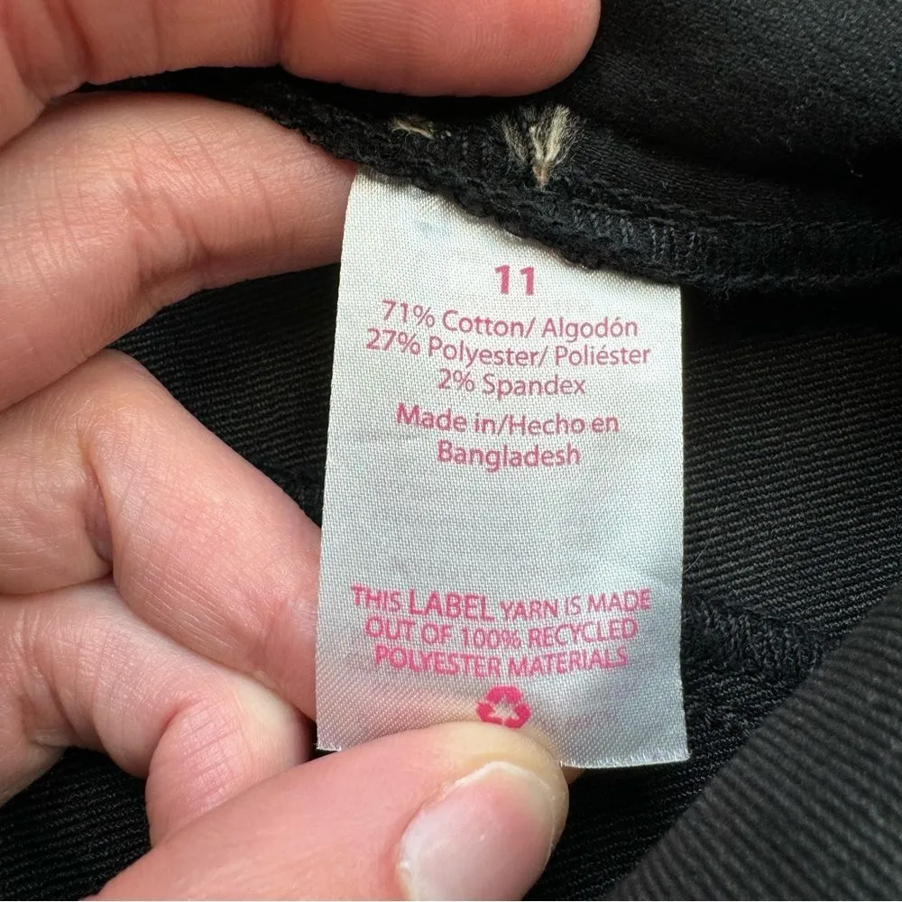 NOBO No Boundaries Women's Box Pleat Black Denim Mini Jean Skirt 11 Zip Zipper - Image 7