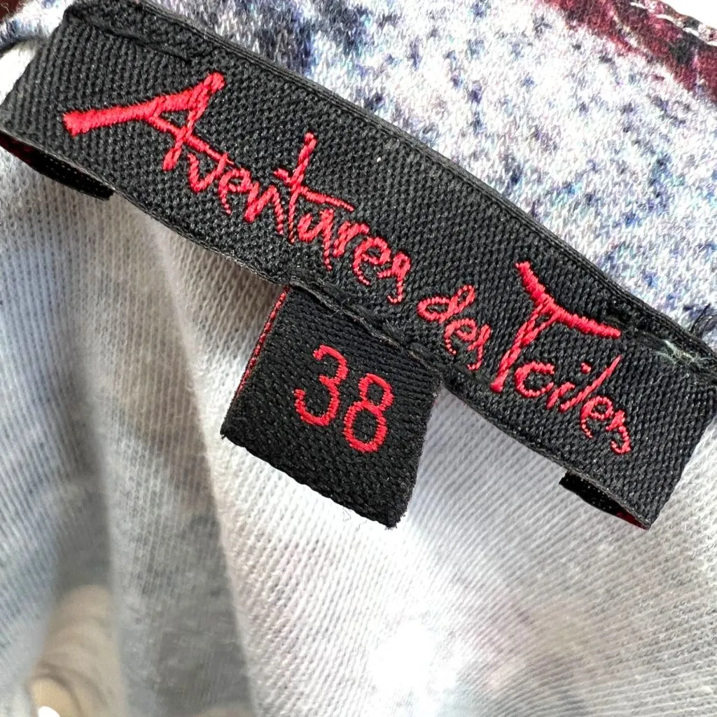 Aventures Des Toiles Abstract Patterned Cotton Cardigan Knit Top Size 38 US 8 Red Size M - Image 9