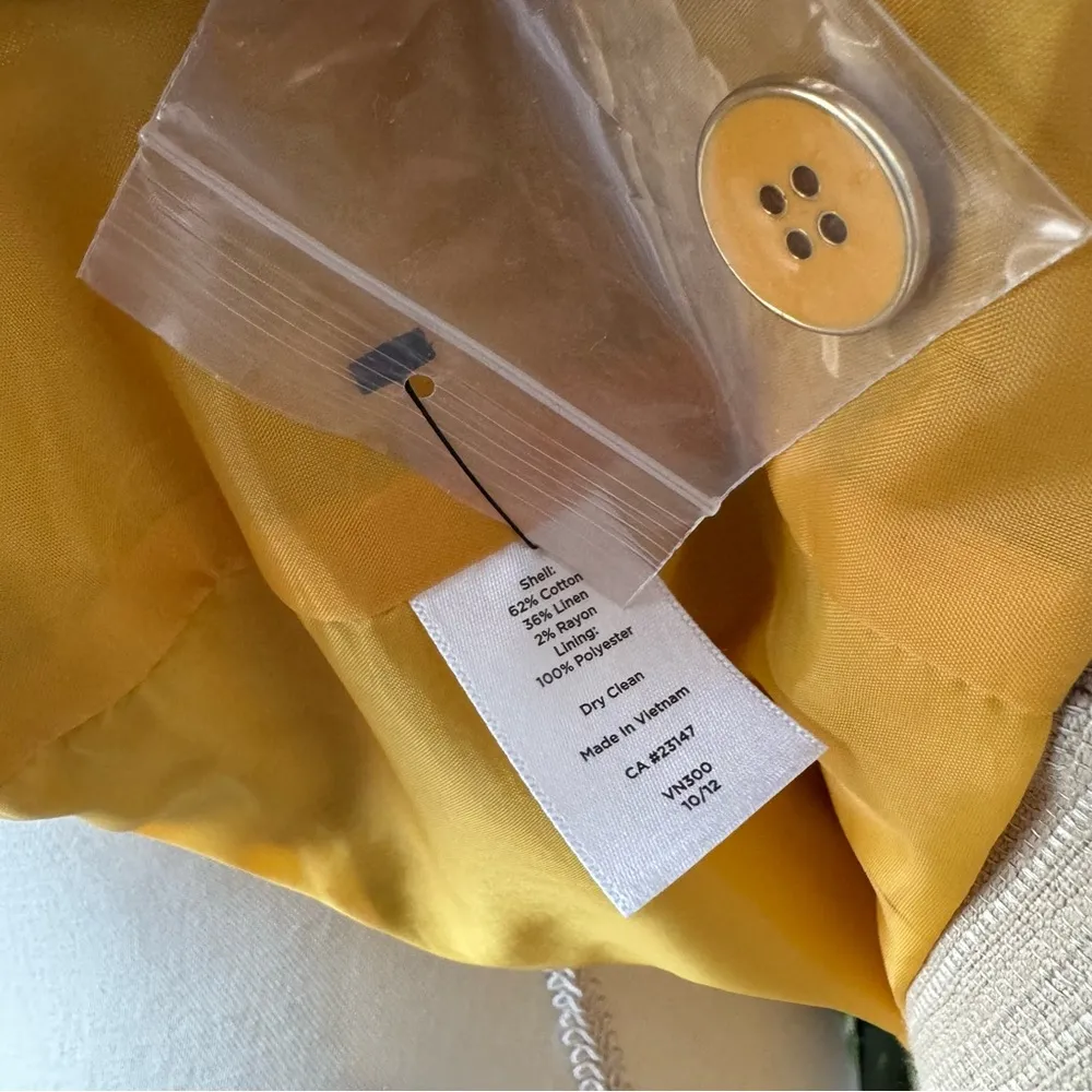 NWOT Talbots Women’s Double Breasted Gold Yellow Natural Tan Striped Blazer sz 8 - Image 7