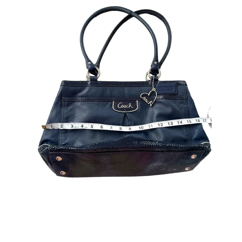 Coach Park Elevated Leather Snakeskin blue Carryall Shoulder Bag - Image 12
