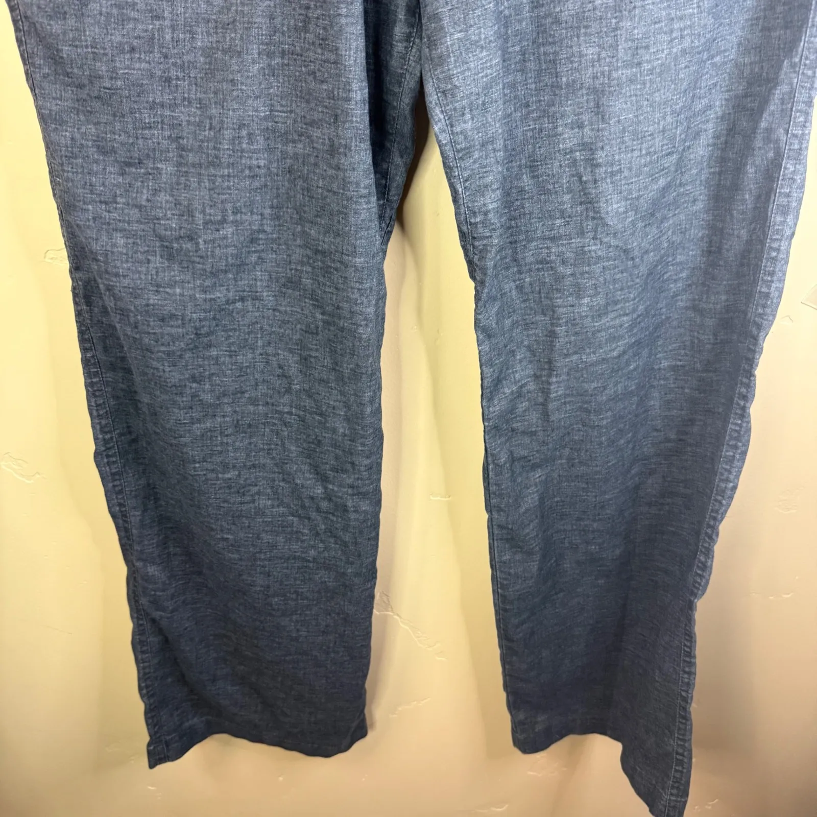 Prana Women's Grey Linen Hemp Blend Drawstring Waist Wide Leg Pants Size Large - Image 3